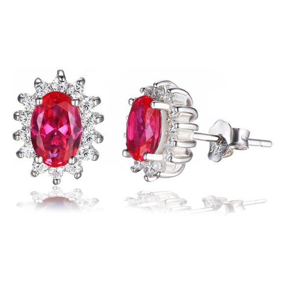 ❤️ 1.2ct Ruby Earrings - 925 Sterling Silver - Picture 5 of 9